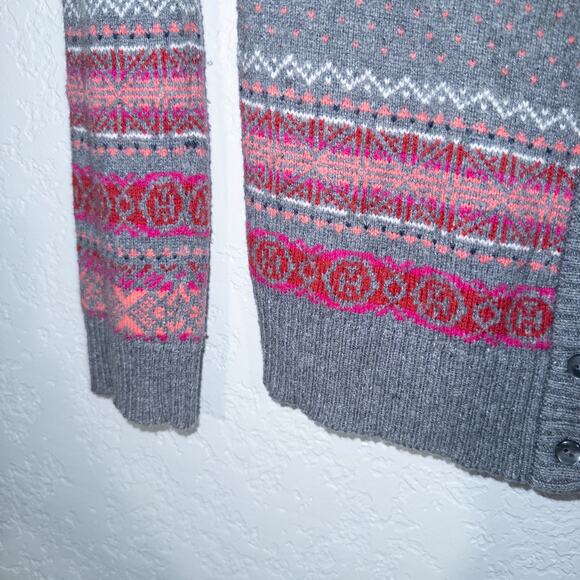 Tommy Hilfiger Gray & Pink Patterned Cashmere Blend Cardigan Small - Picture 2 of 6